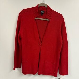 Eileen Fisher Vibrant Red Open Cardigan